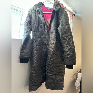 Long gray winter coat keeps really warm